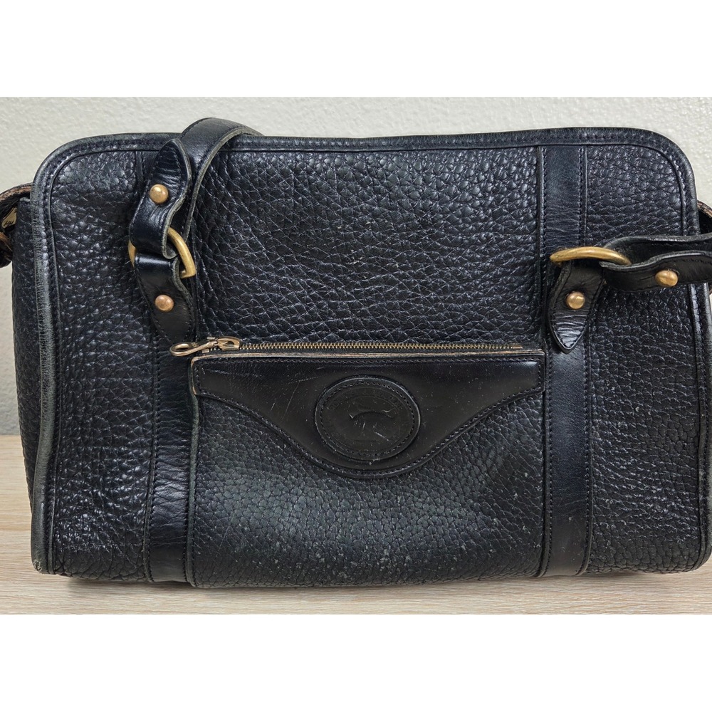 Vintage Dooney & Bourke Black Leather Shoulder Bag Satchel Made in USA